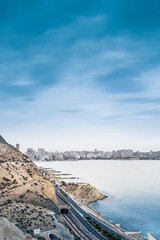 View on Mountain and sea in Alicante, Spain. Valencia region