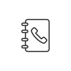 Phonebook agenda outline icon. linear style sign for mobile concept and web design. Phone Book simple line vector icon. Contact book symbol, logo illustration. Pixel perfect vector graphics