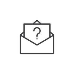 Unknown email outline icon. linear style sign for mobile concept and web design. Envelope letter with question mark simple line vector icon. Symbol, logo illustration. Pixel perfect vector graphics