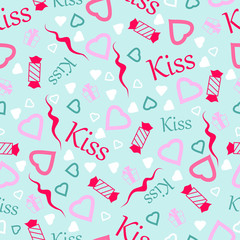 Background with hearts. Vector seamless pattern. Romantic tiled pattern for wrapping paper and wallpaper design.