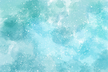Fototapeta na wymiar Winter blue watercolor background with snow