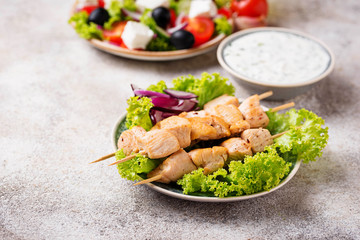 Traditional greek meat skewers souvlaki