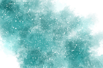 Winter blue watercolor background with snow