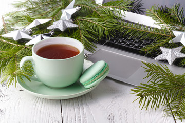Secret Santa surprises. Christmas celebration in the office