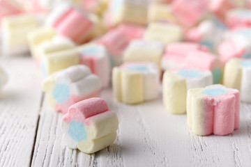 Background or texture of colorful mini marshmallows
