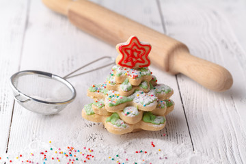 Christmas cookie on a wooden background