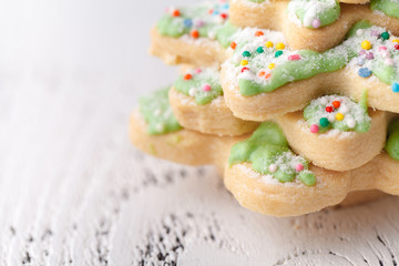 Ginger Cookies in shape of pine tree on Christmas Table