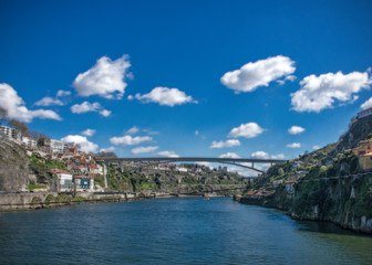 Fototapeta na wymiar Maria Pia Bridge, Douro River, Porto, Portugal