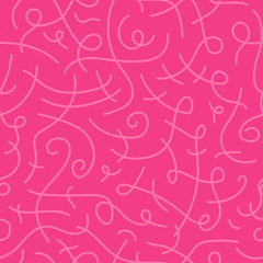 Vector seamless curve pattern - hand drawn design, doodle style. Drawing creative background