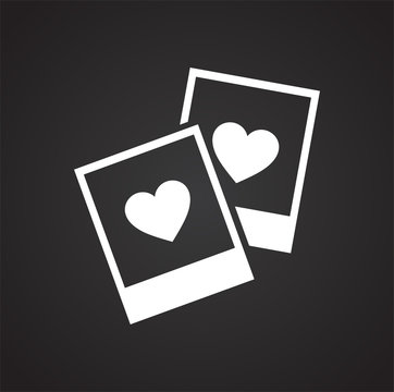 Photo cards heart icon on black background for graphic and web design, Modern simple vector sign. Internet concept. Trendy symbol for website design web button or mobile app