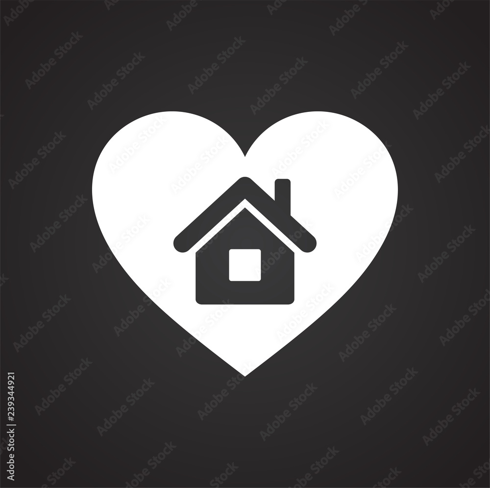 Poster heart home icon on black background for graphic and web design, modern simple vector sign. internet 