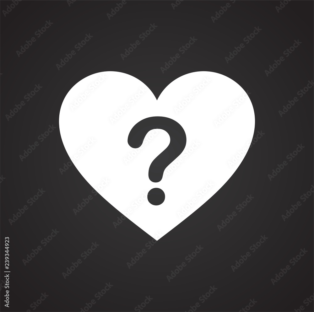 Poster heart question icon on black background for graphic and web design, modern simple vector sign. inter