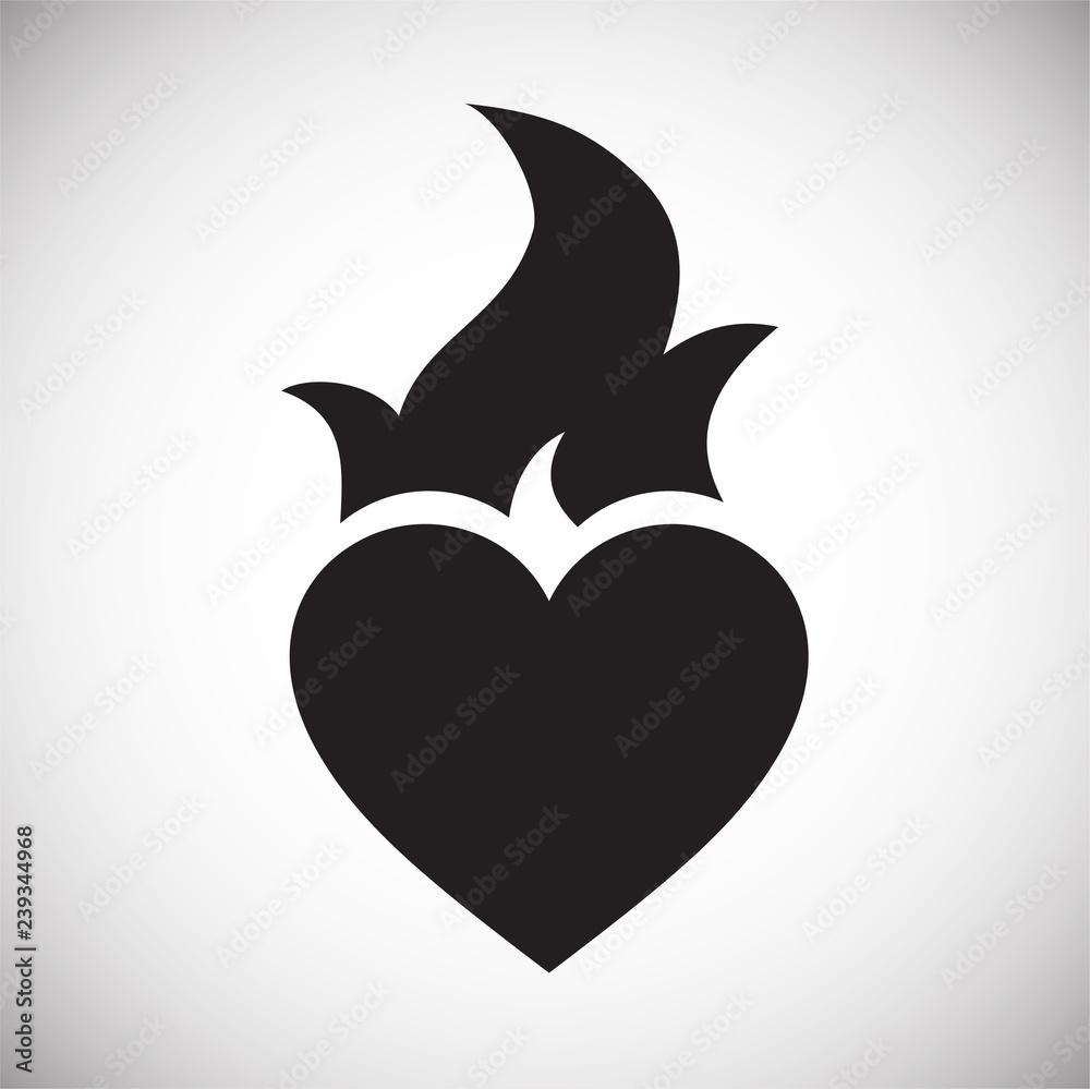 Poster burning heart icon on white background for graphic and web design, modern simple vector sign. intern
