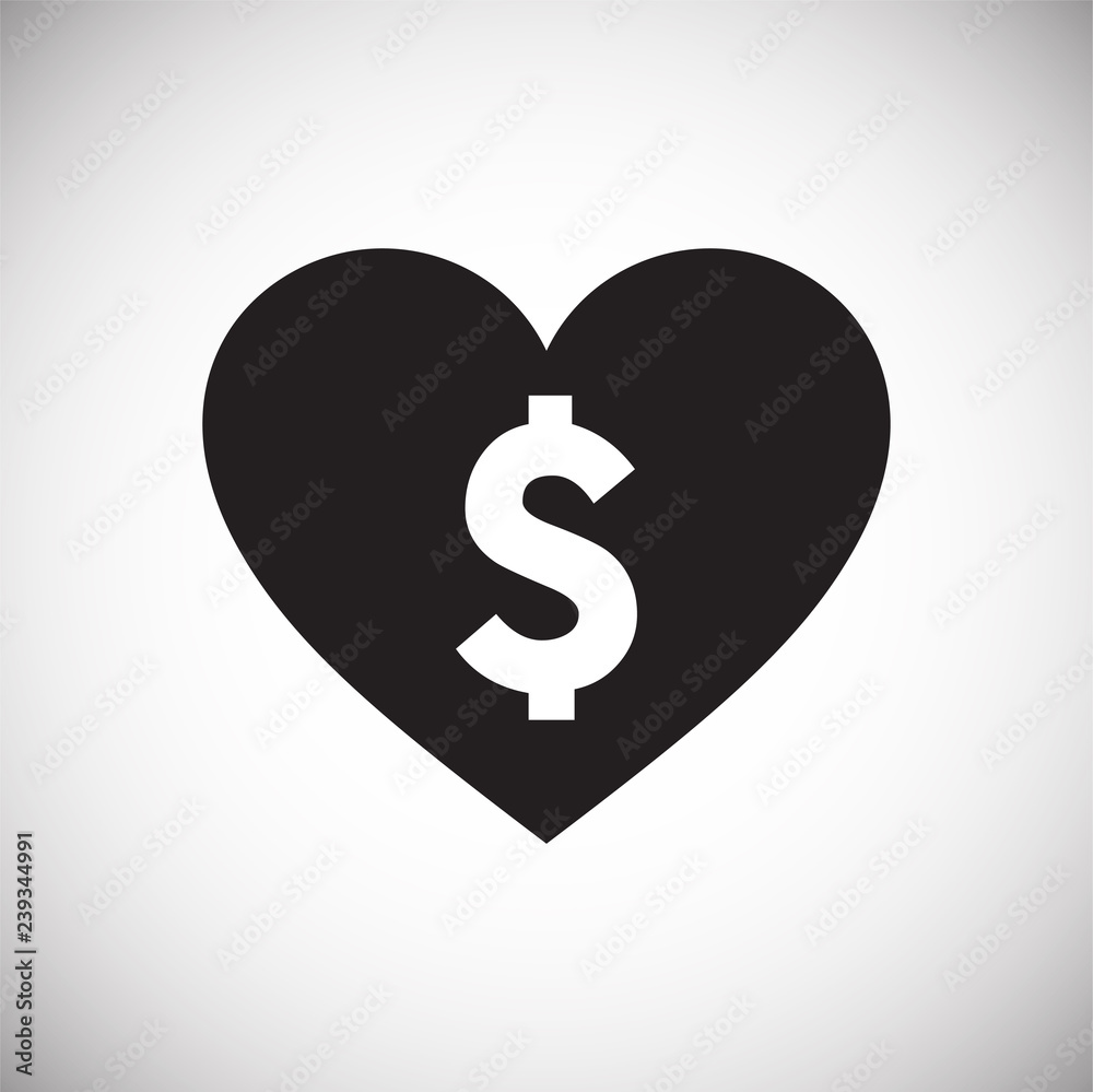 Poster heart with dollar icon on white background for graphic and web design, modern simple vector sign. in