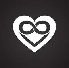 Infinity heart icon on black background for graphic and web design, Modern simple vector sign. Internet concept. Trendy symbol for website design web button or mobile app