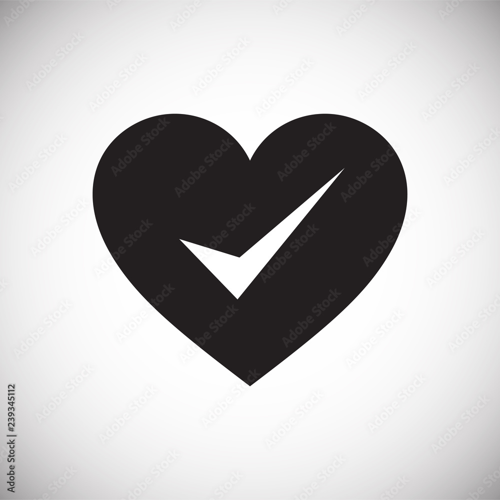 Poster heart with check sign icon on white background for graphic and web design, modern simple vector sign