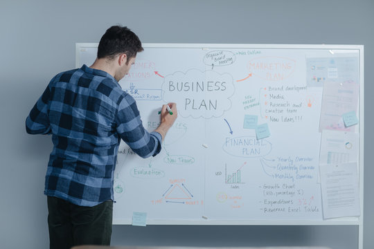 Businessman Writing on White Board