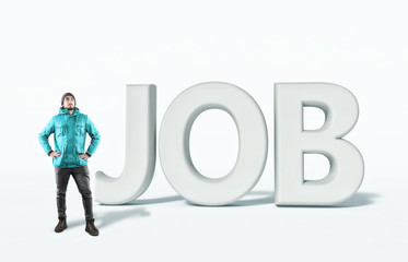 The young man and word "job".