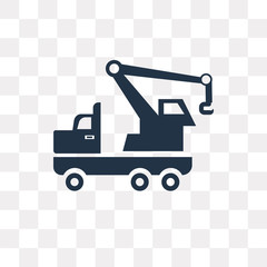 Crane Truck vector icon isolated on transparent background, Crane Truck  transparency concept can be used web and mobile