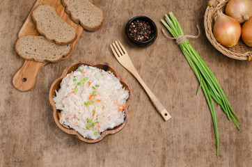 Traditional sauerkraut with carrots