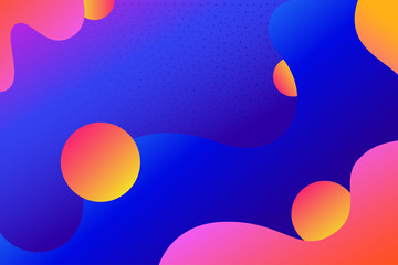 Wavy gradient background Vector illustration Abstract composition with gradient circles and colourful wavy shapes with polka dot