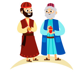 Three magic kings of orient cartoon characters