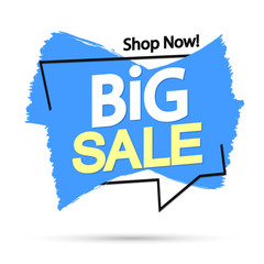 Big Sale, banner design template, discount tag, grunge brush, shop now, vector illustration