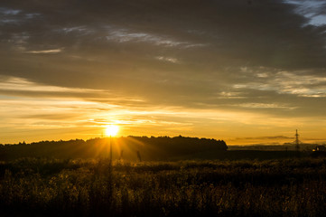 sunset over field