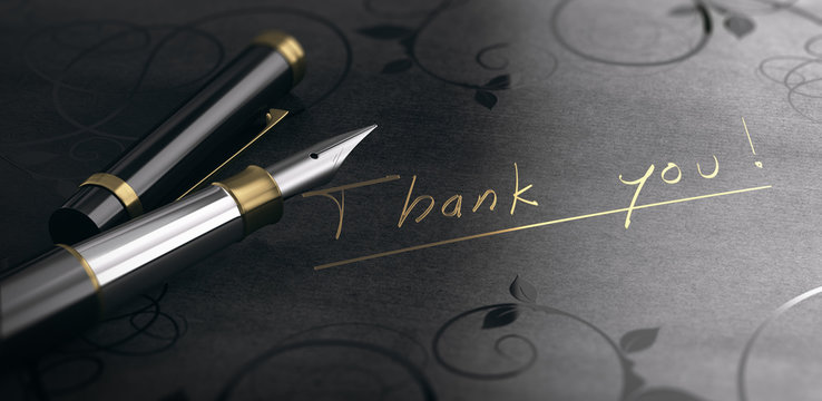 Thank You Card, Gratitude Message Written in Golden Letters