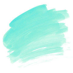 Turquoise watercolor stain Mint green Brush stroke paint texture