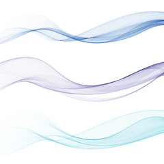Obraz premium Set of abstract blue waves. Vector illustration EPS 10