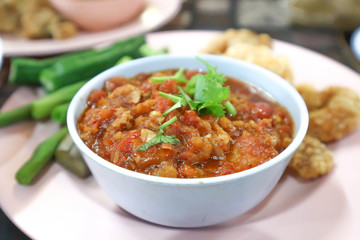 Thai Northern style pork and tomato relish, chili paste