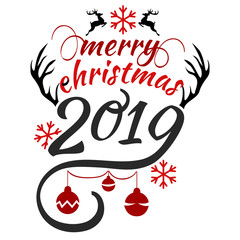 Have very Merry Christmas and Happy New Year 2019 we wish you lettering text logo