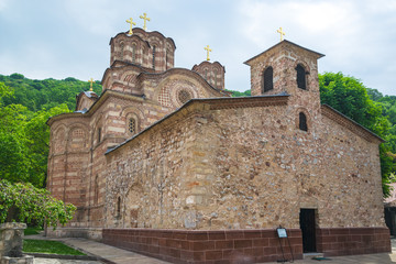 Fototapeta na wymiar Ravanica Monastery. Serbian Orthodox monastery was built in 14th century.