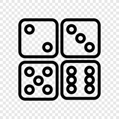 Dices icon, vector transparent grid