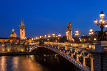 Alexandre III bridge in the evening, Paris, France