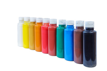 Acrylic paints in the plastic containers
