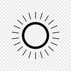 Sun icon, vector transparent grid