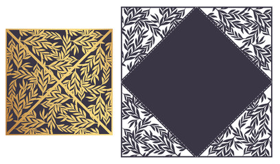 Laser cut ornamental vector template. Die cut paper card with openwork ornament.