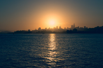 The sunrise over downtown San Francisco