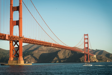 Golden Gate Bridge at sunrise from Fort Point, San Francisco,