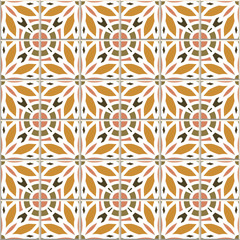 Vector seamless pattern, based on traditional wall and floor tiles Mediterranean style.