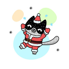 Cute winter cat. Vector illustration for a postcard, poster, print for clothes or accessories.