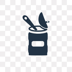 Open Tin With Spoon vector icon isolated on transparent background, Open Tin With Spoon  transparency concept can be used web and mobile
