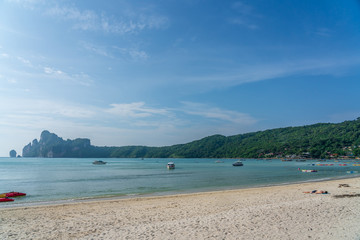Beautiful Tropical Beach PP Island, Krabi, Phuket, Thaialnd blue ocean background Summer view Sunshine at Sand and Sea Asia Beach Thailand Destinations 