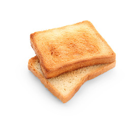Tasty toasted bread on white background - obrazy, fototapety, plakaty