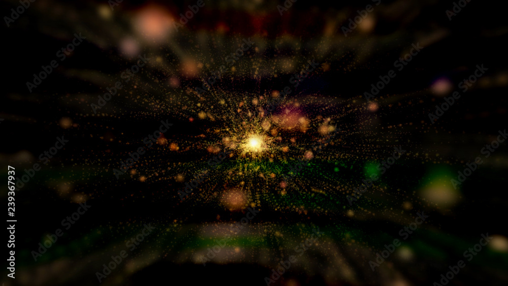 Wall mural abstract gold explosion star with gloss and lines background and black glitch lines effect.