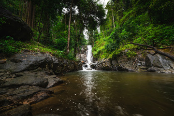 Obraz premium Waterfalls in the rainforest photographed in Khao Yai National Park, Thailand.