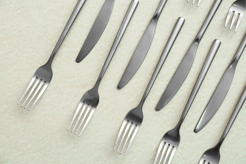 Set of cutlery on light background