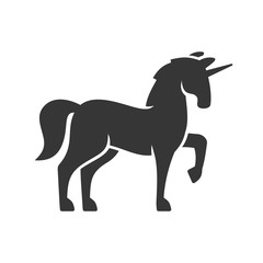 Unicorn Silhouette Icon on White Background. Vector